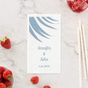 Staubblaue Palmenblatt-Tropenstrand-Hochzeit Serviette