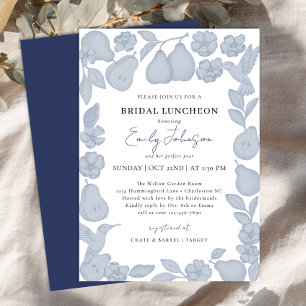 Staubblaue Perfect Pear-Bridal-Lunch-Einladung Einladung
