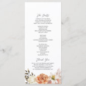 Staubblaue Pfirsich-Blumenhochzeit Programm (Rückseite)