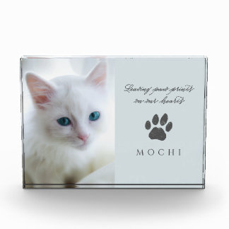 Staubblaue Pfotenabdrücke in unseren Herzen Katzen Fotoblock