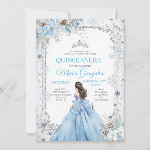 Staubblaue Prinzessin Floral Winter Schnee Quincea Einladung