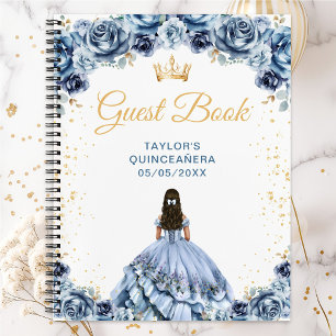 Staubblaue Prinzessin Quinceañera Gästebuch Notizblock