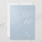 Staubblaue romantische Hochzeit Tischnummer (Vorderseite)