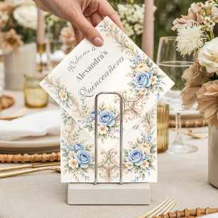 Staubblaue Rose Barock Quinceañera Serviette