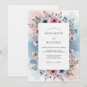 Staubblaue Rose Botanische Hochzeit Einladung (Vorne/Hinten)