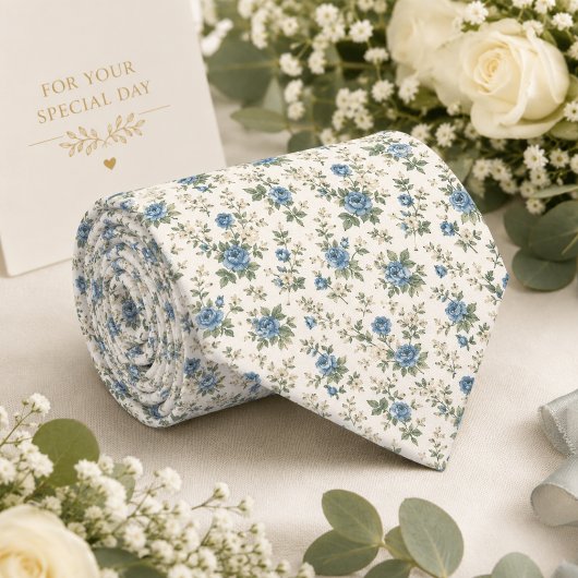 Staubblaue Rose Floral Krawatte