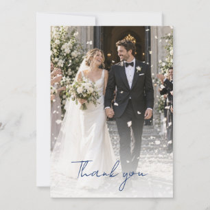 Staubblaue Rose Navy Blumen Foto Hochzeit Dankeskarte
