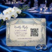 Staubblaue Rose QR-Code Hochzeit RSVP Karte