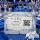 Staubblaue Rose QR-Code Hochzeit RSVP Karte
