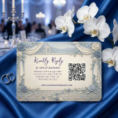 Staubblaue Rose QR-Code Hochzeit RSVP Karte