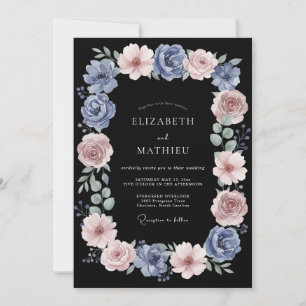 Staubblaue Rose Romance Hochzeit Einladung