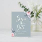 staubblaue Rose Save the Date Ankündigungspostkarte (Stehend Vorderseite)