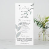 Staubblaue Rosen Blumen Einfache Hochzeitsprogramm Programm (Stehend Vorderseite)