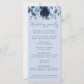 Staubblaue Rosen Navy Blumen Hochzeitsprogramm (Rückseite)