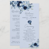 Staubblaue Rosen Navy Blumen Hochzeitsprogramm (Vorne/Hinten)