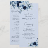 Staubblaue Rosen Navy Blumen Hochzeitsprogramm (Vorne/Hinten)