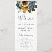 Staubblaue Rosen Sonnenblumen Hochzeit Programm (Vorderseite)