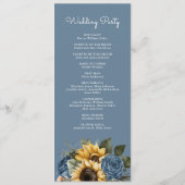Staubblaue Rosen Sonnenblumen Hochzeit Programm (Rückseite)