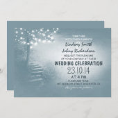 staubblaue rustikale Hochzeit Einladung (Vorne/Hinten)