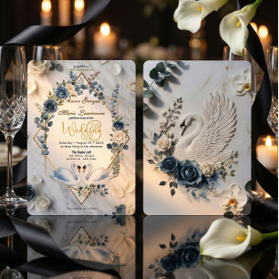 Staubblaue Salbei- und Creme-Geometrische Hochzeit Einladung