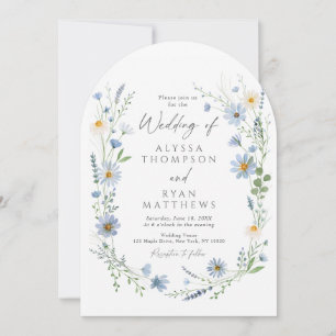 Staubblaue Salbei-Wildblumen-Hochzeit Einladung