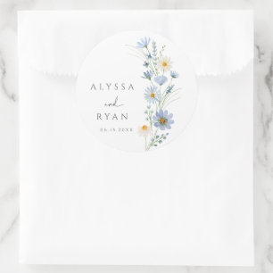 Staubblaue Salbei-Wildblumen-Wiesen-Hochzeit Runder Aufkleber
