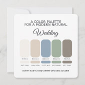 Staubblaue Salbeigrüne Hochzeit Farbpalette Karte (Rückseite)