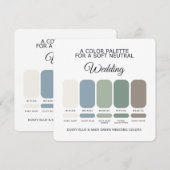 Staubblaue Salbeigrüne Hochzeitsfarbpalette Karte (Vorne/Hinten)
