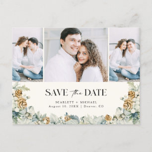 Staubblaue Save-The-Date-Postkarte Ankündigungspostkarte