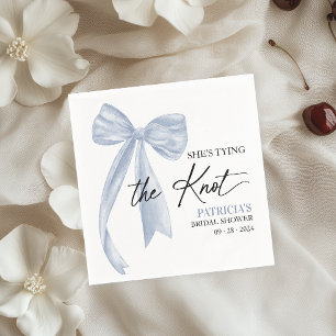 Staubblaue Schleife Sie heiratet Brautparty Serviette