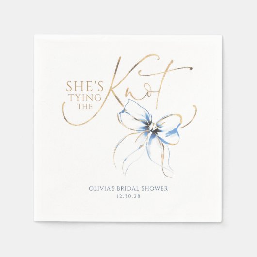Staubblaue Schleife - Sie heiratet - Brautparty Serviette (Vorderseite)