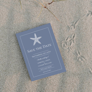 Staubblaue Seestern-Monogramm-Foto Save The Date