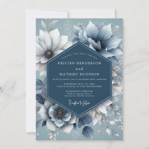 Staubblaue serene Anemone Hochzeit Einladung