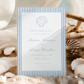 Staubblaue Streifenmuschel-Hochzeit Save the Date