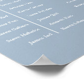Staubblaue Tischordnung Hochzeit Sitzplan Poster (Ecke)