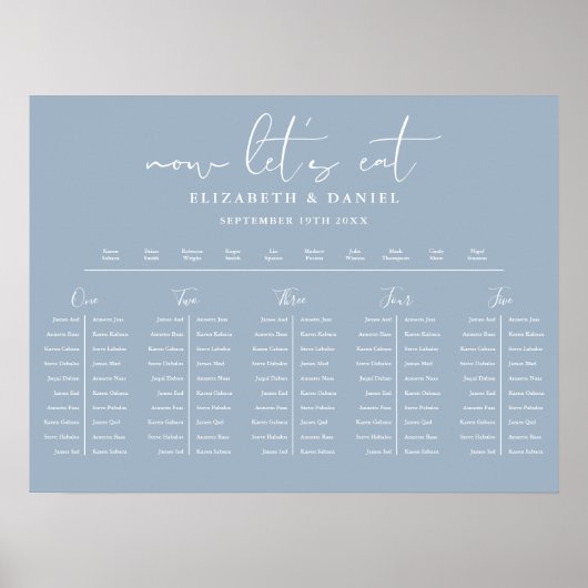 Staubblaue Tischordnung Hochzeit Sitzplan Poster (Vorne)