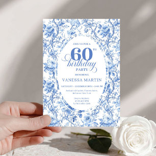 Staubblaue Toile-Rosen 60. Geburtstag Digital Einladung