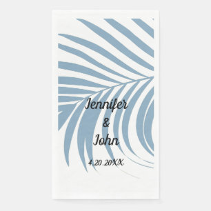 Staubblaue tropische Palmbaumblatt-Hochzeit Serviette