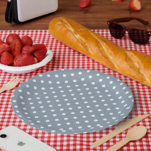 Staubblaue Tupfen-Party-Teller aus Papier Pappteller (Picknick)