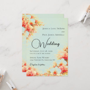 Staubblaue und rosa Orchideen-Hochzeitseinladung Einladung