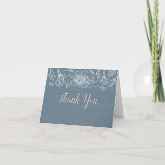 Staubblaue und rosafarbene Blumen Hochzeits-Dankes Dankeskarte