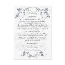Staubblaue Vintage-Blumen-Hochzeit Info-Einlegekar