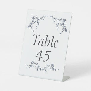 Staubblaue Vintage-Botanische Hochzeitstisch-Numme Sockelschild