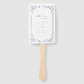 Staubblaue Vintage-Rahmen Elegantes Hochzeitsprogr Fächer (Vorderseite)