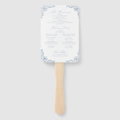 Staubblaue Vintage-Rahmen Elegantes Hochzeitsprogr Fächer (Rückseite)