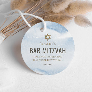 Staubblaue Wasserfarbe Bar-Mizwa-Geschenk-Anhänger Geschenkanhänger