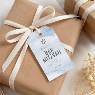 Staubblaue Wasserfarbe Bar-Mizwa-Geschenkanhänger Geschenkanhänger