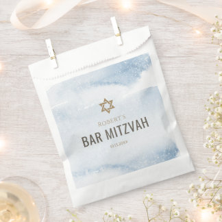 Staubblaue Wasserfarbe Bar Mizwa Geschenktütchen