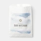 Staubblaue Wasserfarbe Bar Mizwa Geschenktütchen (Vorderseite)