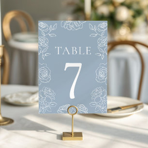 Staubblaue weiße Rose Hochzeitsempfang Dekoration Tischnummer
